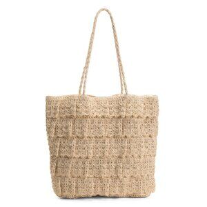 STUDIO COLLECTION natural Raffia Ruffle Tote